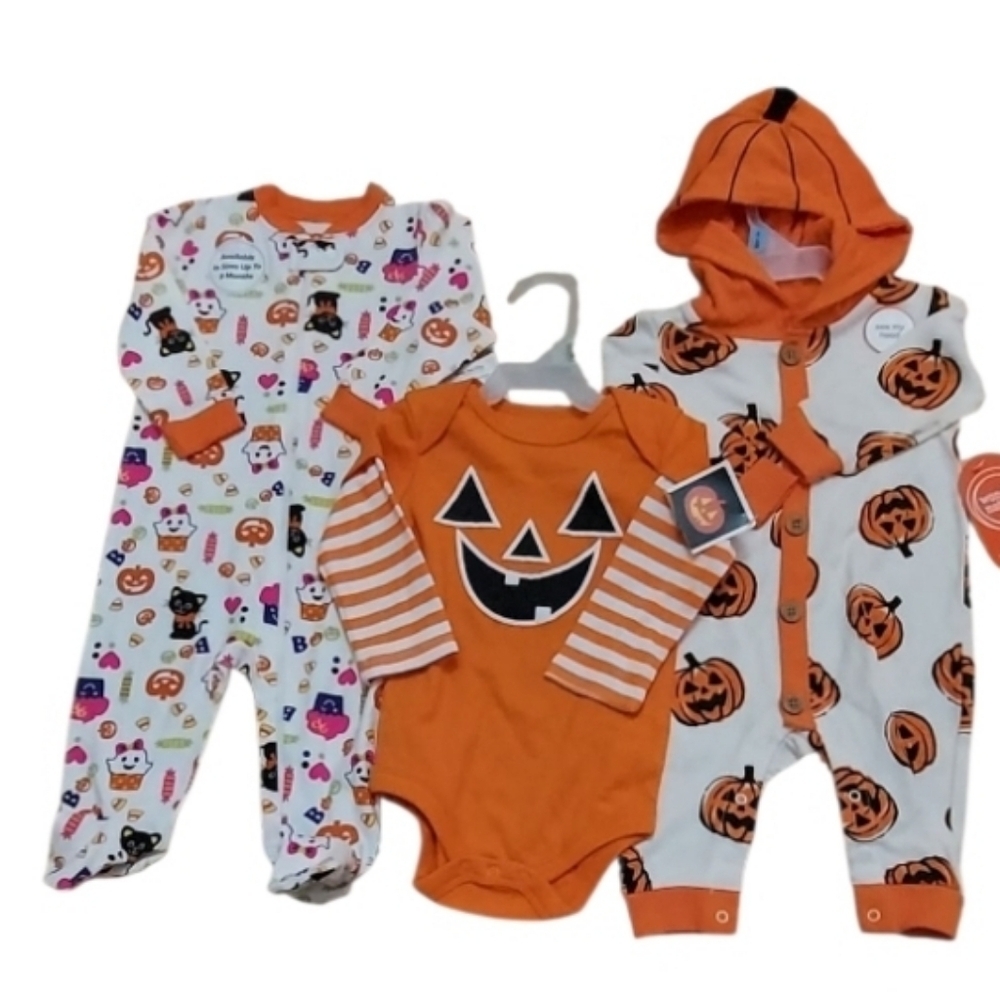 3 PC NWT Bundle Halloween Theme Sleeper & Bodysuit ~sz 3/6